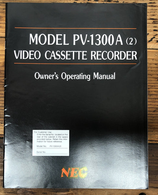 NEC PV-1300A VCR  Owners / User Manual *Original*