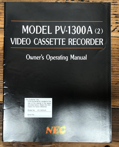 NEC PV-1300A VCR  Owners / User Manual *Original*