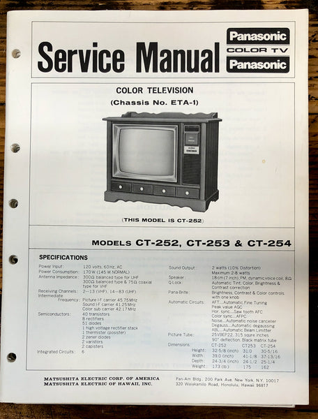 Panasonic CT-252 CT-253 CT-254 TV / Television  Service Manual *Original*