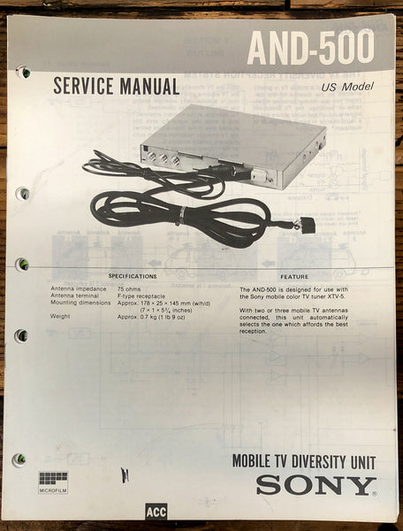 Sony AND-500 TV  Service Manual *Original*