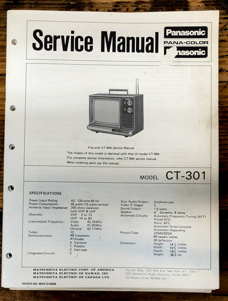 Panasonic CT-301 TV / Television  Service Manual *Original*