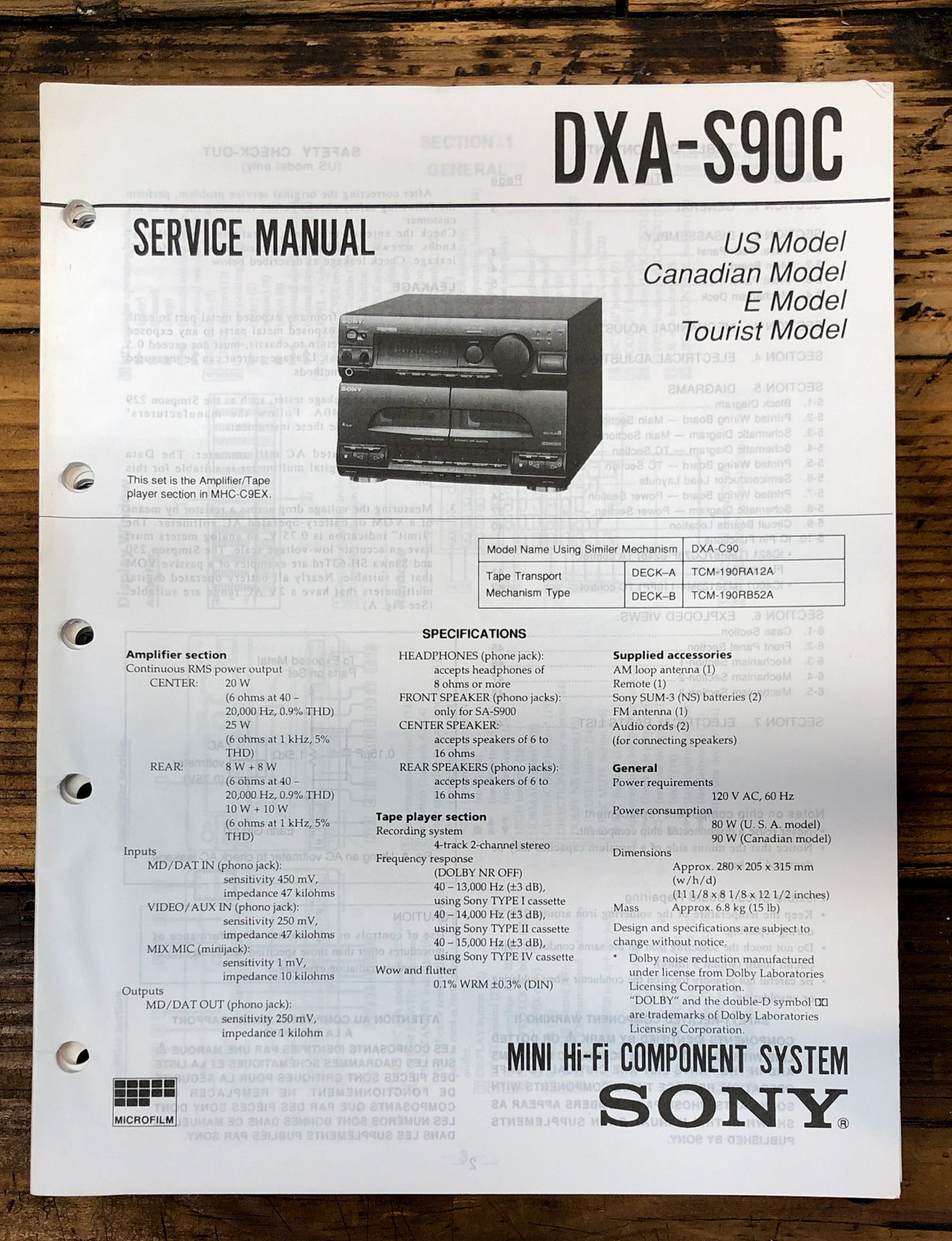 Sony DXA-S90C Stereo  Service Manual *Original*