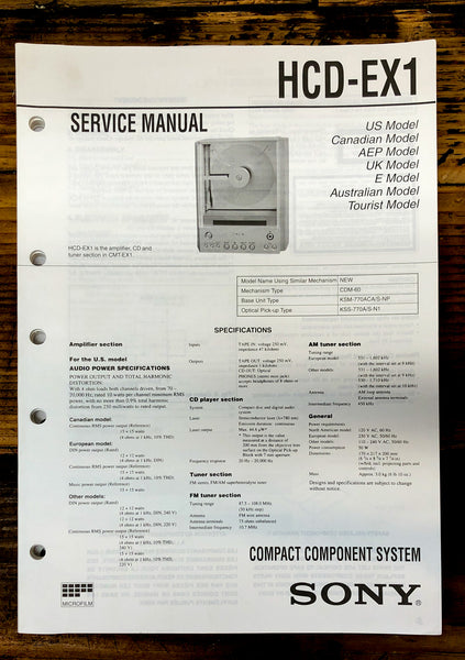 Sony HCD-EX1 Stereo  Service Manual *Original*