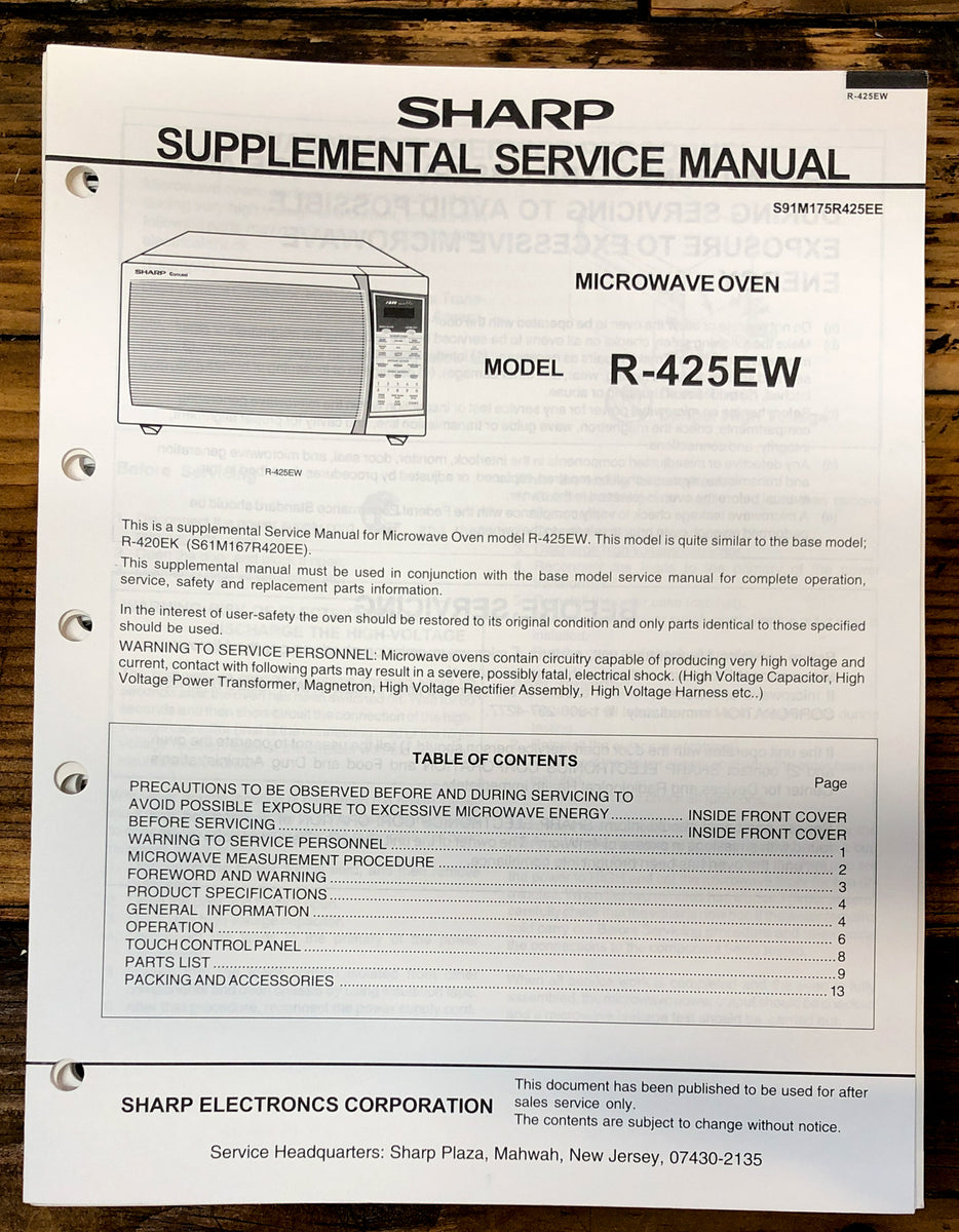 Microwave Service Manual *Original* – Vintage Audio Store - Vintage Service Manuals, Stereo ...