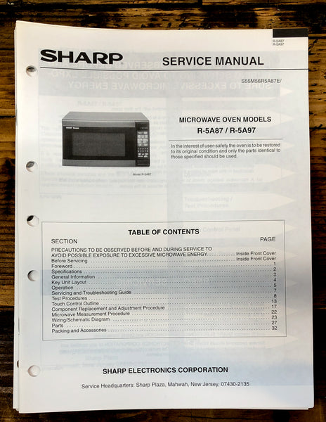 Sharp R-5A87 -5A97 Microwave  Service Manual *Original*