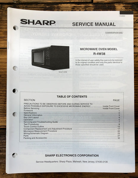 Microwave Service Manual *Original* – Vintage Audio Store - Vintage