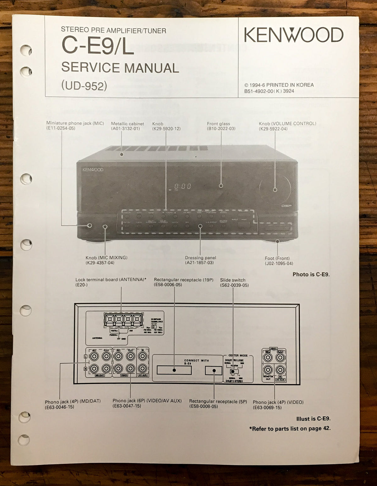 Kenwood C-E9 Stereo  Service Manual *Original*