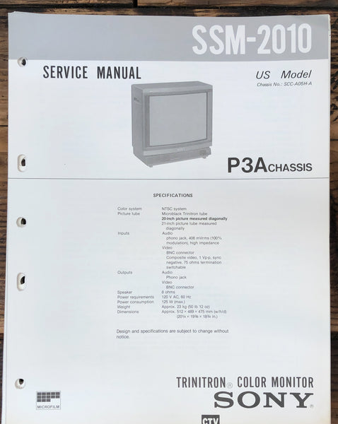 Sony SSM-2010 Monitor  Service Manual *Original*