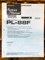 Pioneer PL-88F Record Player / Turntable Add. Service Manual *Original*