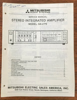 Mitsubishi DA-U75 Stereo Amplifier Service Manual *Original* #1