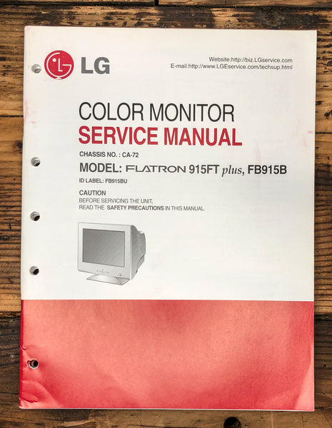 LG Flatron 915FT PLUS FB915B Monitor  Service Manual *Original*