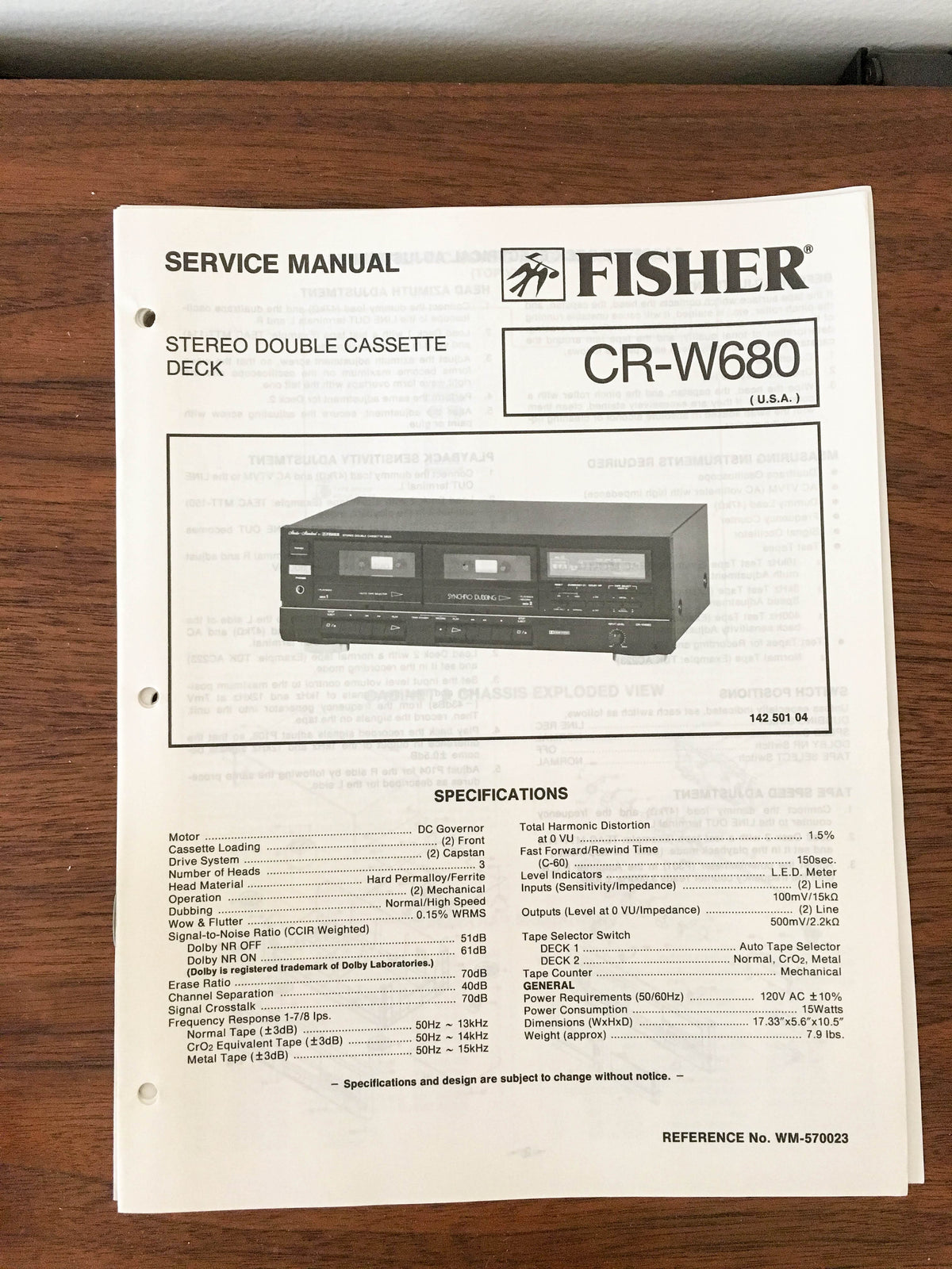 Fisher CR-W680 Cassette Service Manual *Original*