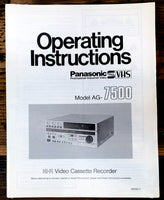 Panasonic AG-7500 VHS Owner / User Manual *Original* #1