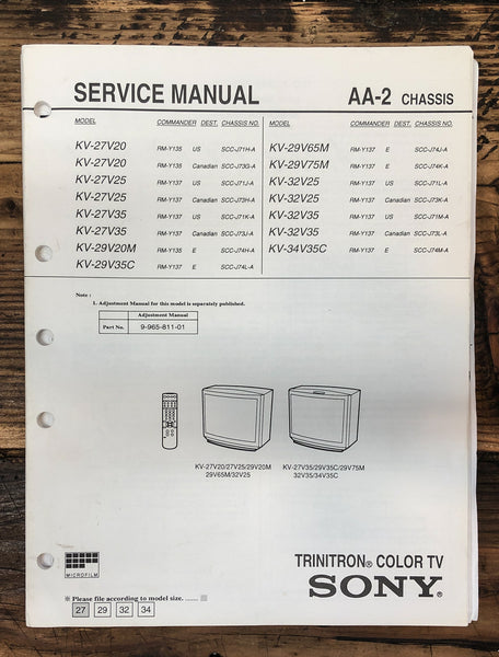 Sony KV-27V20 -29V20 -29V35C -32V35 TV  Service Manual *Original*