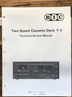 BIC Model T-3 Cassette  Service Manual *Original*