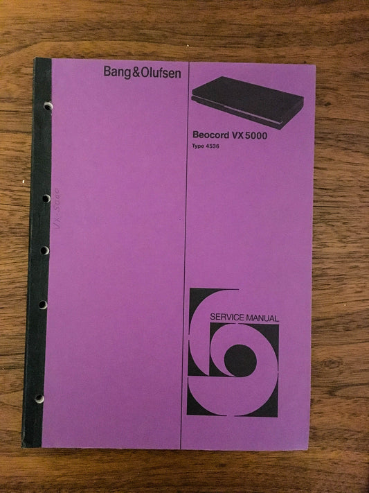 B&O Bang Olufsen Beocord VX 5000 type 4536 VHS Service Manual *Original*