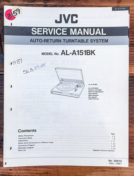 JVC AL-A151 Record Player / Turntable  Service Manual *Original*