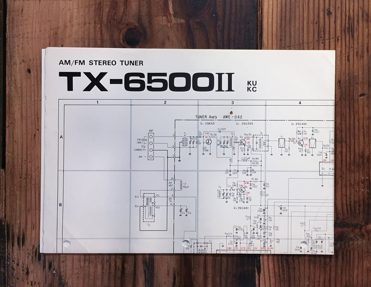 Pioneer TX-6500 II / 2 KU KC Tuner Large Fold Out Schematic Sheet *Original*