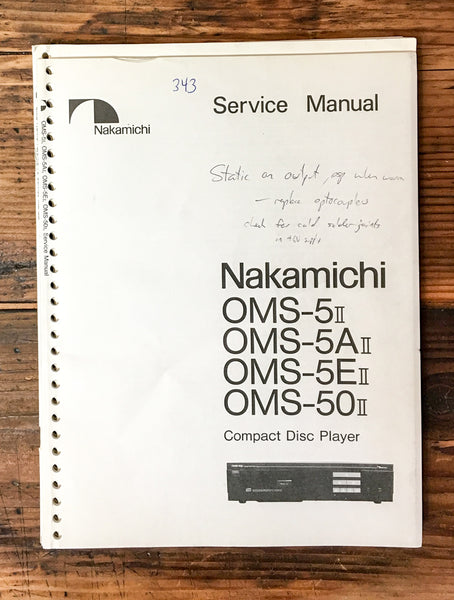 Nakamichi OMS-5 II 5AII 5EII 50II CD Player Service Manual *Original*