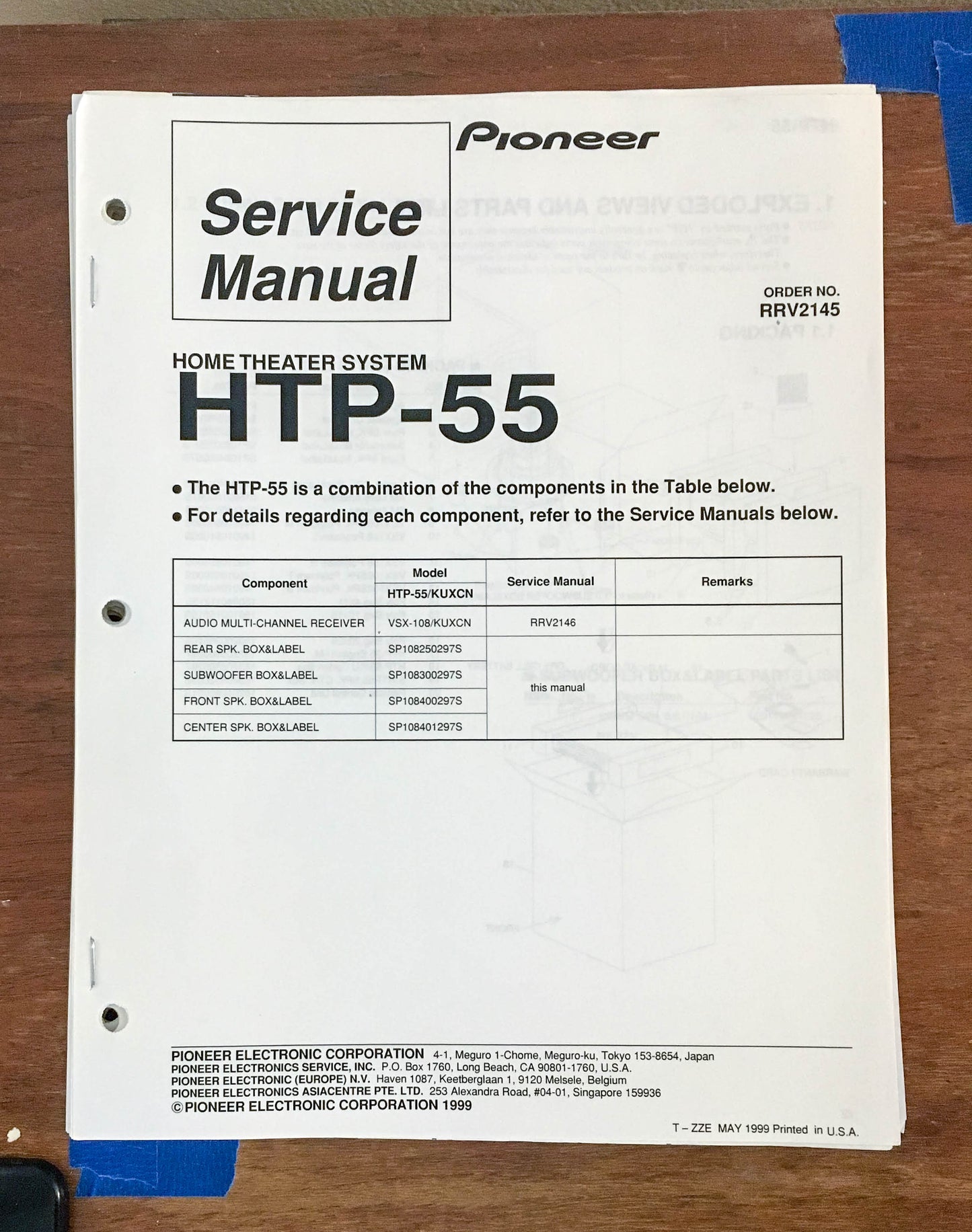 Pioneer HTP-55 Home Theater Service Manual *Original*