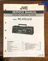 JVC PC-27C 27 C CD Portable System Service Manual *Original*
