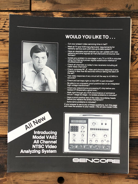 Sencore VA62 / VA-62 Video Analyzer Dealer Brochure *Original*