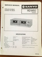 Sanyo RD W50 Cassette Deck Service Manual *Original*