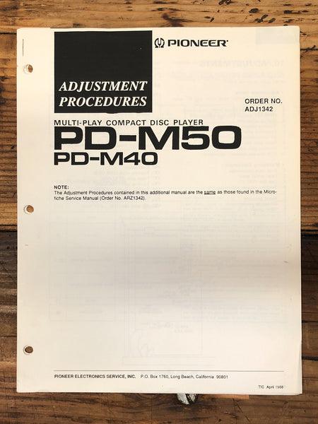 Pioneer PD-M50 PD-M40 CD Player Adjustment Procedure Manual  *Original*