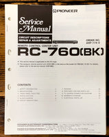 Pioneer RC-760 Remote Control Service Manual *Original* #2