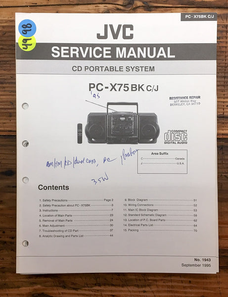 JVC PC-X75 BK Stereo  Service Manual *Original*