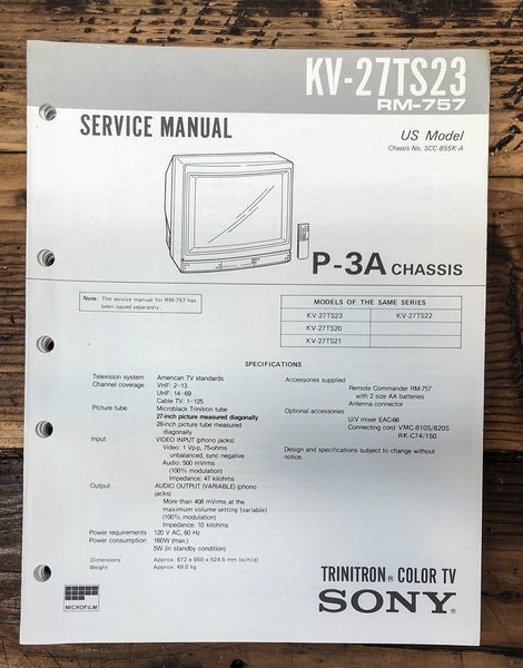 Sony KV-27TS23 TV  Service Manual *Original*