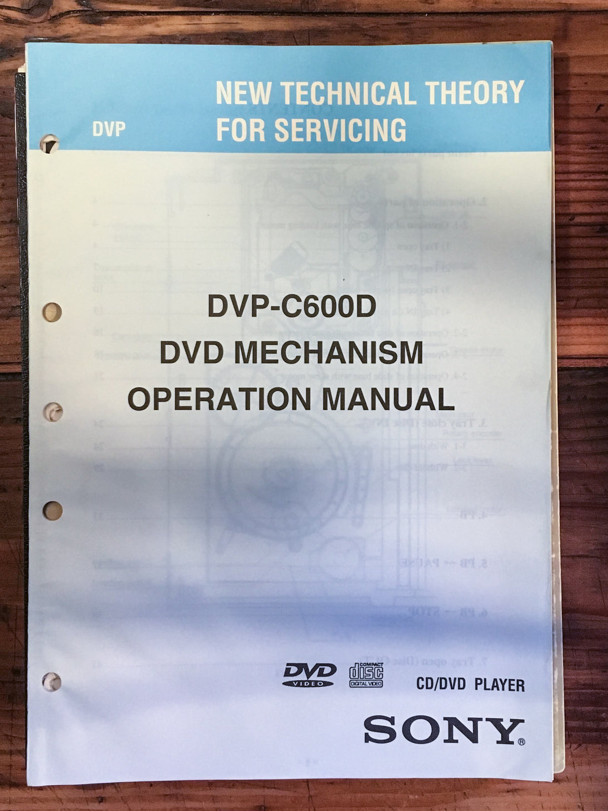 Sony DVP-C600D DVD Mechanism Operation Manual *Original*