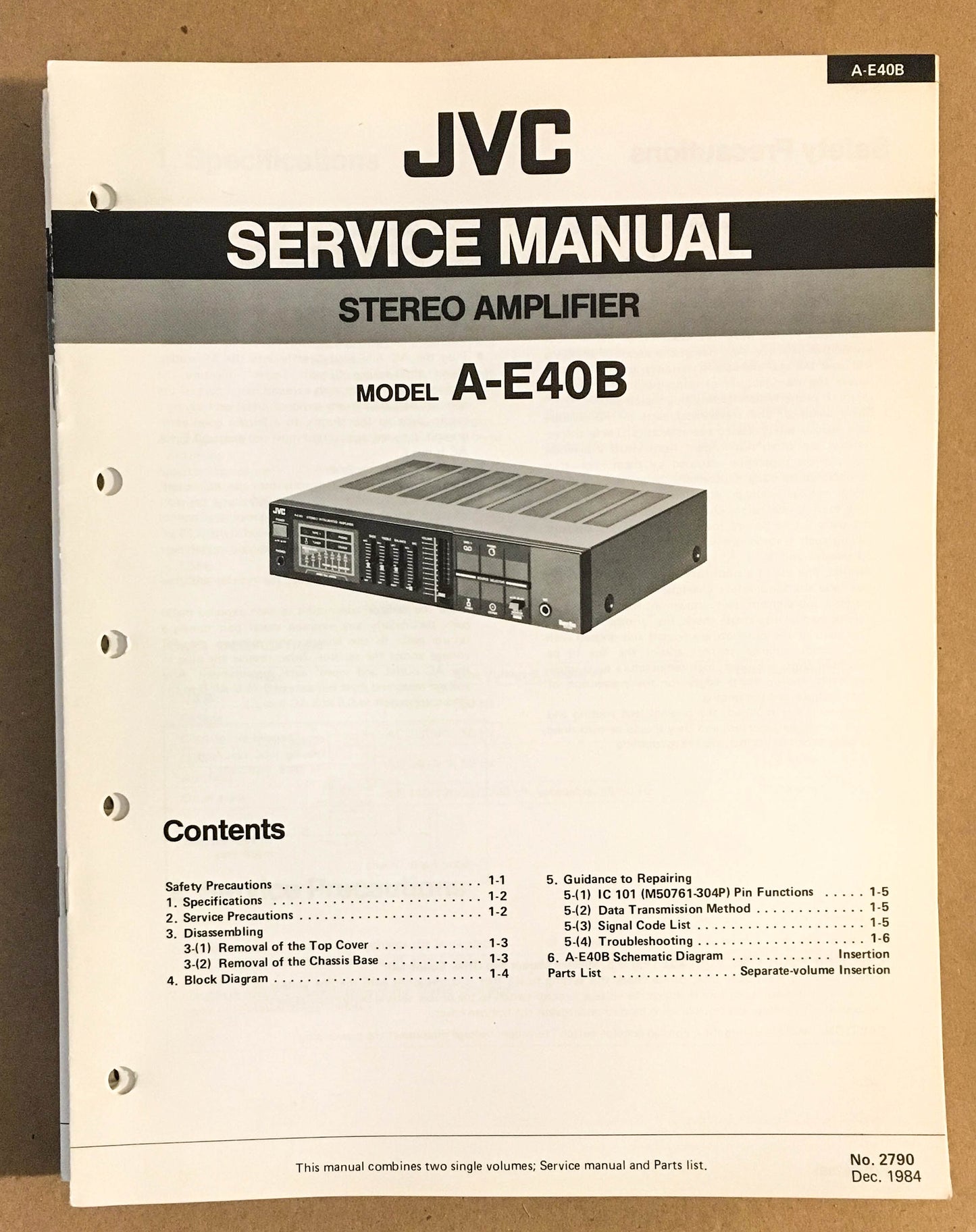JVC A-E40B Amplifier  Service Manual *Original*