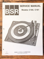 BSR C180 C181 C-180 C-181 Record Player / Turntable Service Manual *Original*