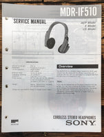 Sony MDR-IF510 Headphones  Service Manual *Original*