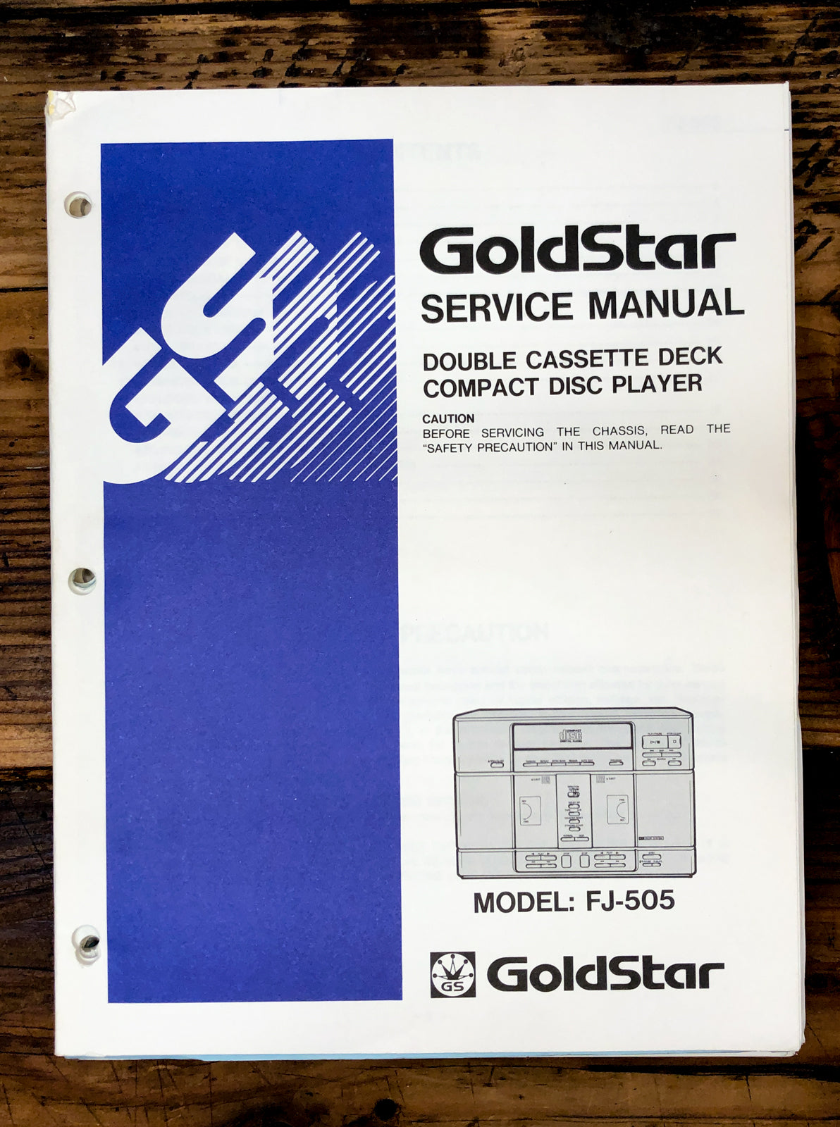 Goldstar FJ-505 Cassette / CD  Service Manual *Original*