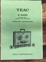 Teac A-4020 Reel to Reel  Owner / User Manual *Original*