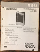 Sony WM-F8 Cassette Service Manual *Original*