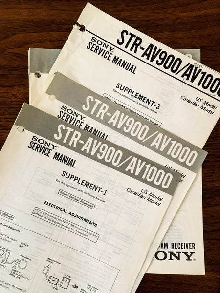 Sony STR-AV900 STR-AV1000 Receiver Service Manual Supplements *Original*