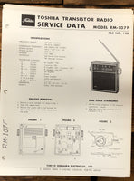 Toshiba RM-107F Radio  Service Manual *Original*