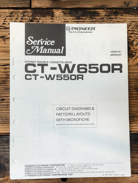 Pioneer CT-W650R CT-W550R Cassette Service Manual *Original*