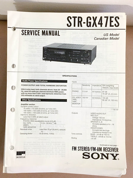Sony STR-GX47ES Receiver  Service Manual *Original*