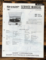 Sharp RP-101 -101X Record Player / Turntable Service Manual *Original*