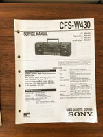 Sony CFS-W430 Boombox / Radio Service Manual *Original*