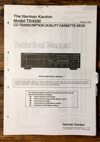 HK Harman Kardon TD-4500 TD-4500 Cassette Service Manual Supple. *Original*