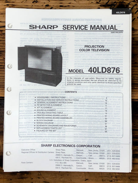 Sharp 40LD876 TV / Television Service Manual *Original*