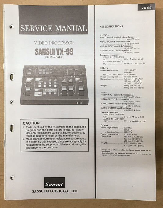 Sansui VX-99 Video Processor Service Manual *Original*