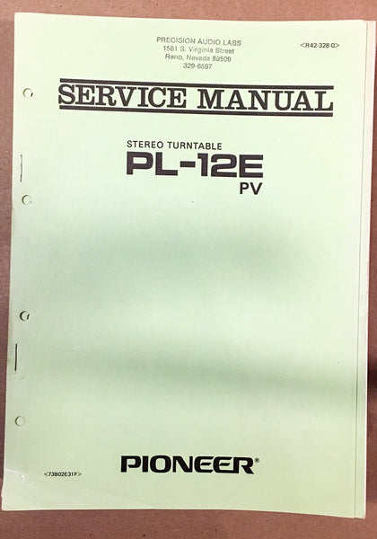 Pioneer PL-12E Turntable / Record Player  Service Manual *Original*