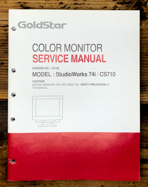 Goldstar CA-42 Studioworks 74i CS710 Color Monitor Service Manual *Original*