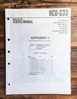 Sony HCD-C33 Stereo  Service Manual Supplement *Original*